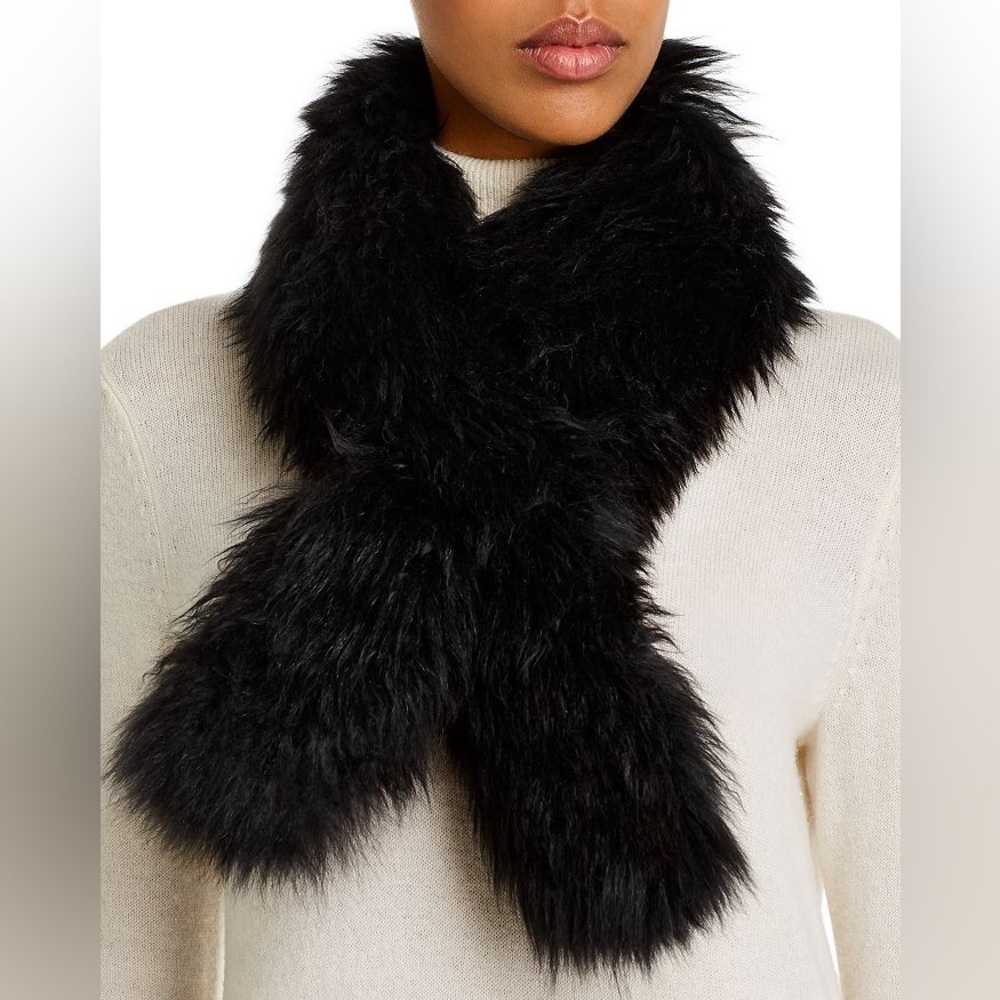 GIORGIO SALVINI Kashmir Goat Fur Scarf In Black
